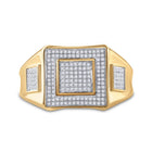 10kt Yellow Gold Men's Round Diamond Square Cluster Ring 1/3 Cttw | Exquisite Masculine Brilliance product Side View from Splendid Jewellery