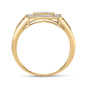 Men's Rings | 10kt Yellow Gold Mens Round Diamond Square Cluster Ring 1/3 Cttw | Splendid Jewellery GND