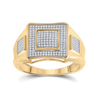 10kt Yellow Gold Men's Round Diamond Square Cluster Ring 1/3 Cttw | Exquisite Masculine Brilliance product  Top View from Splendid Jewellery