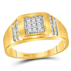 10kt Yellow Gold Men's Round Diamond Square Cluster Ring - Captivating Brilliance product  Top View from Splendid Jewellery