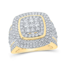 Load image into Gallery viewer, 10kt Yellow Gold Men&#39;s Round Diamond Square Cluster Ring - 3-3/4 Cttw by Splendid Jewellery product  Top View from Splendid Jewellery