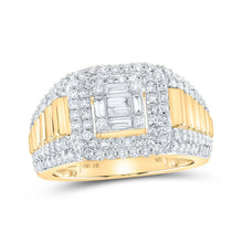 Load image into Gallery viewer, Men's Luxurious 10kt Yellow Gold Diamond Square Ring - 1-1/2 Cttw by Splendid Jewellery product  Top View from Splendid Jewellery