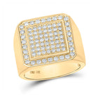 Dazzling 10kt Yellow Gold Mens Square Diamond Ring - 1-1/3 Cttw product  Top View from Splendid Jewellery