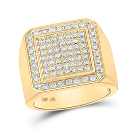 Dazzling 10kt Yellow Gold Mens Square Diamond Ring - 1-1/3 Cttw product  Top View from Splendid Jewellery