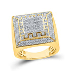 10kt Yellow Gold Mens Round Diamond Square Ring 1-3/4 Cttw | Regal Elegance product  Top View from Splendid Jewellery