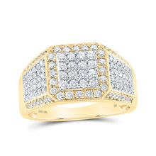 Load image into Gallery viewer, 10kt Yellow Gold Men&#39;s Round Diamond Square Ring - 1 Cttw | Splendid Jewellery product  Top View from Splendid Jewellery