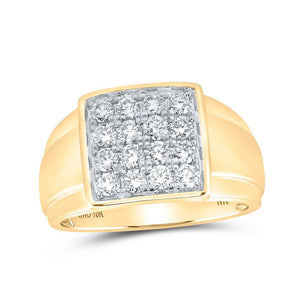 Men's Rings | 10kt Yellow Gold Mens Round Diamond Square Ring 1 Cttw | Splendid Jewellery GND