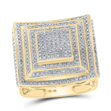 Load image into Gallery viewer, 10kt Yellow Gold Men's Square Diamond Ring - 1 Cttw | Splendid Jewellery product  Top View from Splendid Jewellery