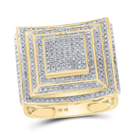 10kt Yellow Gold Men's Square Diamond Ring - 1 Cttw | Splendid Jewellery product  Top View from Splendid Jewellery