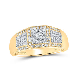 10kt Yellow Gold Men's Square Diamond Ring - Stunning Brilliance! product  Top View from Splendid Jewellery