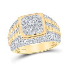 Load image into Gallery viewer, 10kt Yellow Gold Men's Square Diamond Ring - 2-1/2 Cttw | Splendid Jewellery product  Top View from Splendid Jewellery