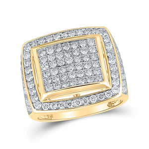 Men's Rings | 10kt Yellow Gold Mens Round Diamond Square Ring 3 Cttw | Splendid Jewellery GND