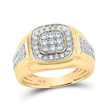 Load image into Gallery viewer, Splendid Jewellery 10kt Yellow Gold Mens Square Diamond Ring - 3/4 Cttw product  Top View from Splendid Jewellery
