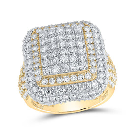 10kt Yellow Gold Mens Diamond Square Ring - Exquisite Brilliance product  Top View from Splendid Jewellery