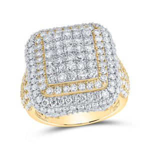 Men's Rings | 10kt Yellow Gold Mens Round Diamond Square Ring 4-7/8 Cttw | Splendid Jewellery GND