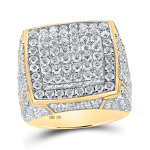 Load image into Gallery viewer, Splendid Jewellery 10kt Yellow Gold Men&#39;s Round Diamond Square Ring - 4-7/8 Cttw product  Top View from Splendid Jewellery