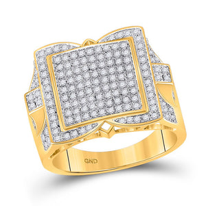 Men's Rings | 10kt Yellow Gold Mens Round Diamond Square Ring 5/8 Cttw | Splendid Jewellery GND