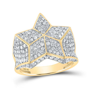 Men's Rings | 10kt Yellow Gold Mens Round Diamond Star Ring 3-1/2 Cttw | Splendid Jewellery GND