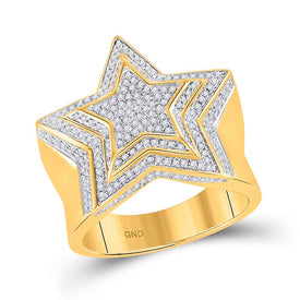 Dazzling 10kt Yellow Gold Mens Round Diamond Star Ring 7/8 Cttw by Splendid Jewellery product  Top View from Splendid Jewellery