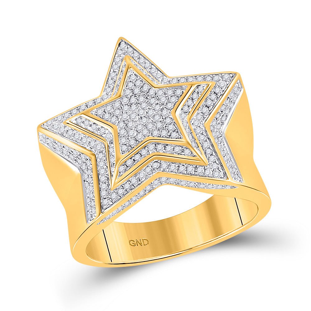 Men's Rings | 10kt Yellow Gold Mens Round Diamond Star Ring 7/8 Cttw | Splendid Jewellery GND