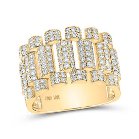 10kt Yellow Gold Men's Round Diamond Statement Band Ring - Exquisite Brilliance product  Top View from Splendid Jewellery