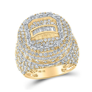 Men's Rings | 10kt Yellow Gold Mens Round Diamond Statement Circle Ring 5-1/4 Cttw | Splendid Jewellery GND