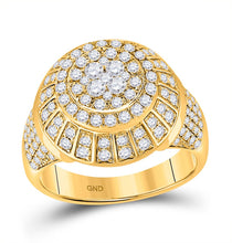 Load image into Gallery viewer, 10kt Yellow Gold Men&#39;s Round Diamond Cluster Statement Ring - 1-7/8 Cttw | Splendid Jewellery product  Top View from Splendid Jewellery