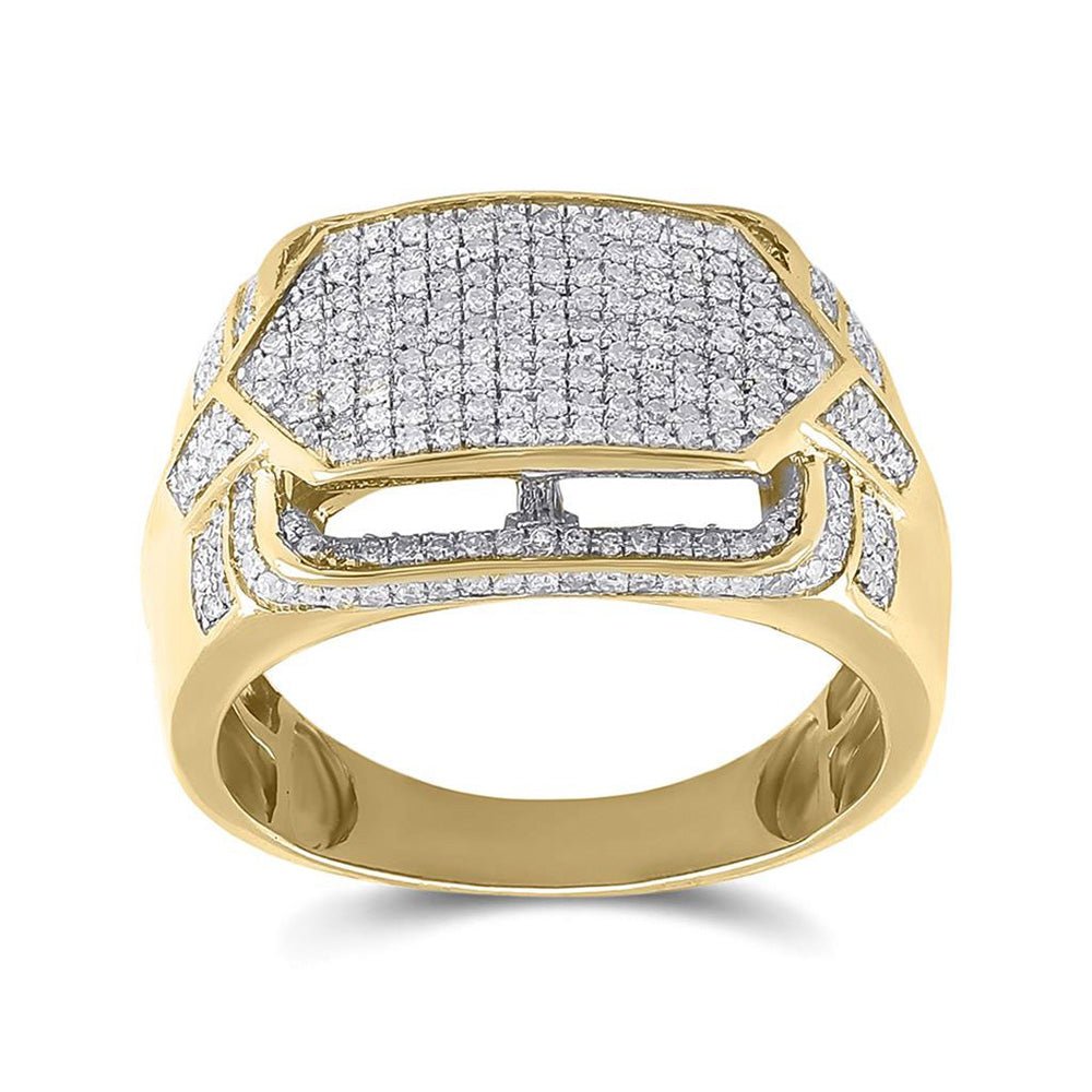 Men's Rings | 10kt Yellow Gold Mens Round Diamond Statement Fashion Ring 3/4 Cttw | Splendid Jewellery GND