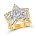 Dazzling 10kt Yellow Gold Mens Round Diamond Starburst Ring 1-1/2 Cttw product  Top View from Splendid Jewellery