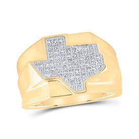 Texas State Diamond Band Ring - 1/4 Cttw in 10kt Yellow Gold for Men product  Top View from Splendid Jewellery