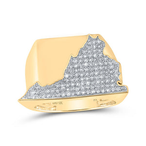 Men's Rings | 10kt Yellow Gold Mens Round Diamond Virginia State Band Ring 1/2 Cttw | Splendid Jewellery GND