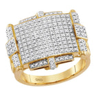 10kt Yellow Gold Mens Round Yellow Diamond Rectangle Cluster Ring 5/8 Cttw | Exquisite Gold Collection product  Top View from Splendid Jewellery