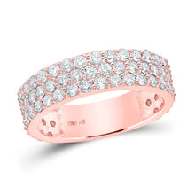 Load image into Gallery viewer, 14kt Rose Gold Men&#39;s Triple Row Diamond Pave Band Ring - 2-7/8 Cttw - Top View