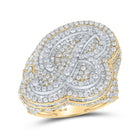 14kt Two-tone Gold Men's Round Diamond Initial Letter Ring - Captivating Cttw Sparkle - Top View