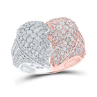 14kt Two-tone Gold Mens Round Diamond Broken Heart Ring - A Captivating Symbol of Love and Style! - Top View