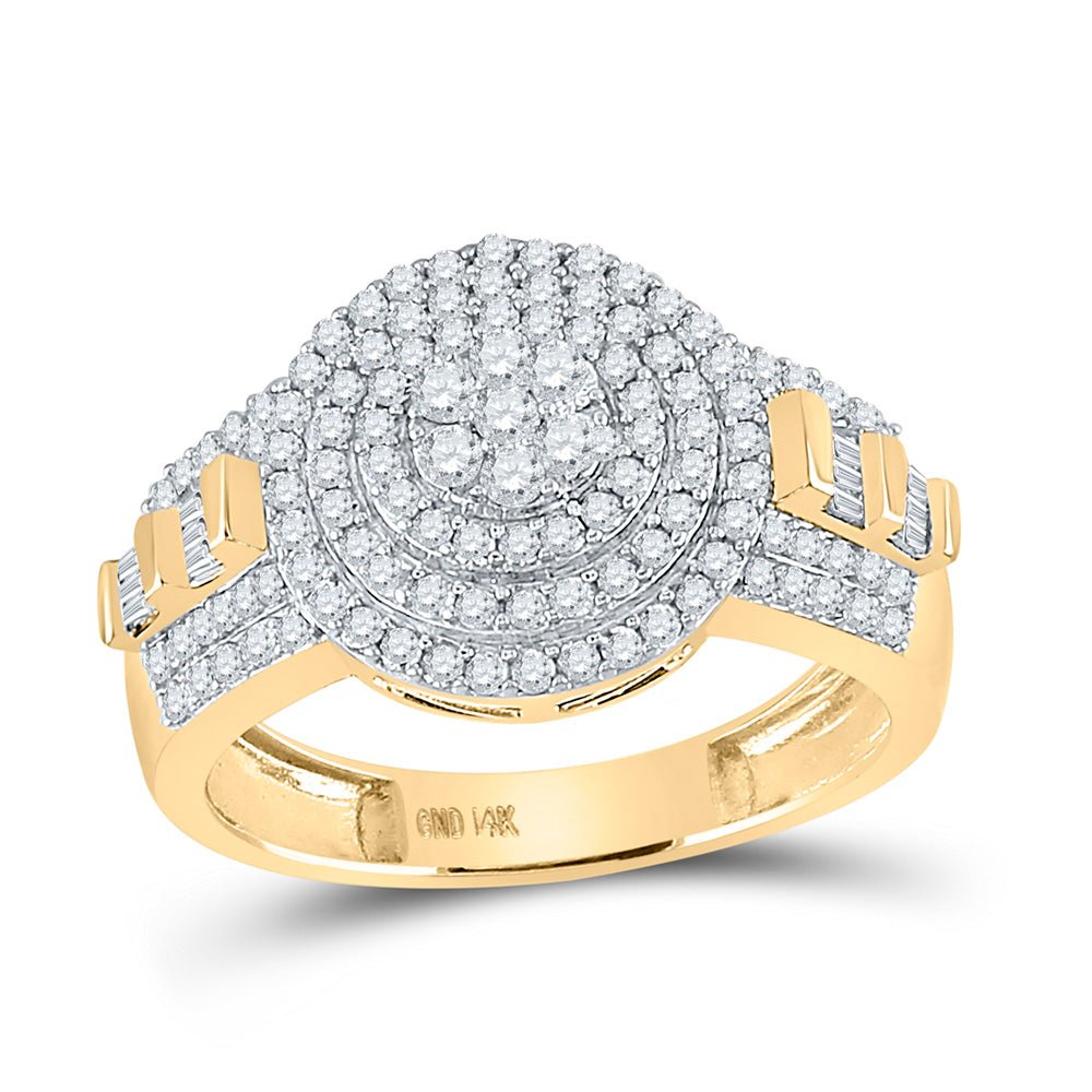 Men's Rings | 14kt Two-tone Gold Mens Round Diamond Cluster Ring 1-1/5 Cttw | Splendid Jewellery GND