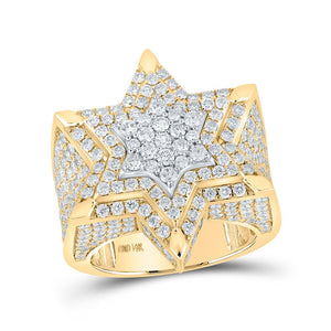 Men's Rings | 14kt Two-tone Gold Mens Round Diamond Magen David Star Ring 5 Cttw | Splendid Jewellery GND