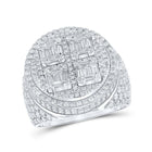 Elegant 14kt White Gold Mens Baguette Diamond Circle Ring - 3-7/8 Cttw - Top View