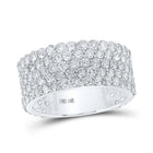 14kt White Gold Men's Round Diamond 5-Row Pave Band Ring - A Dazzling Display of Elegance - Top View