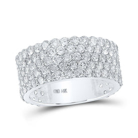 14kt White Gold Men's Round Diamond 5-Row Pave Band Ring - A Dazzling Display of Elegance - Top View