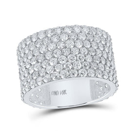 Dazzling 14kt White Gold Men's Round Diamond 7-Row Statement Band Ring - 7-1/2 Ct.t.w. - Top View