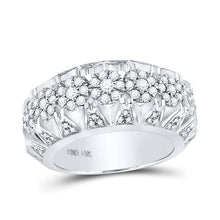 Load image into Gallery viewer, Splendid Jewellery 14kt White Gold Men&#39;s Round Diamond Band Ring 1-1/2 Cttw - Top View
