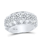 Splendid Jewellery 14kt White Gold Men's Round Diamond Band Ring 1-1/2 Cttw - Top View