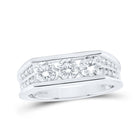 14kt White Gold Men's Round Diamond Band Ring - 2 Cttw - Top View