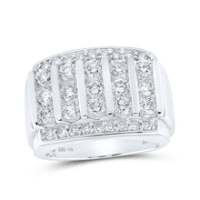 Load image into Gallery viewer, 14kt White Gold Men's Round Diamond Band Ring - A Dazzling Statement Piece for Men - Top View