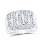14kt White Gold Men's Round Diamond Band Ring - A Dazzling Statement Piece for Men - Top View