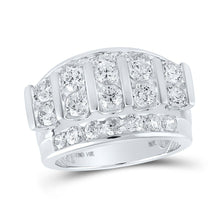 Load image into Gallery viewer, 14kt White Gold Men&#39;s Round Diamond Band Ring - 4 Cttw - Top View