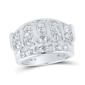 14kt White Gold Men's Round Diamond Band Ring - 4 Cttw - Top View