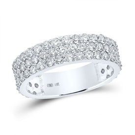 14kt White Gold Men's Round Diamond Pave Band Ring - Exquisite Brilliance - Top View