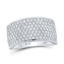 14kt White Gold Men's Round Diamond Pave Band Ring - A Dazzling Statement Piece - Top View